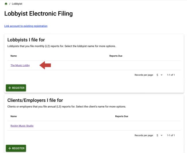 Lobbying dashboard