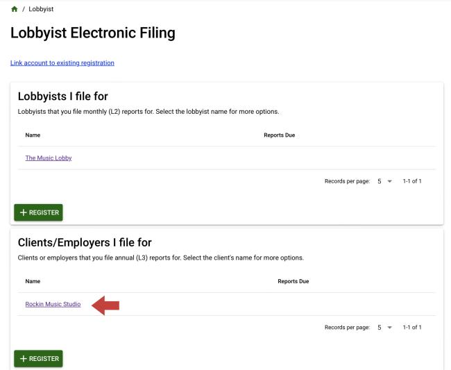 Lobbying dashboard