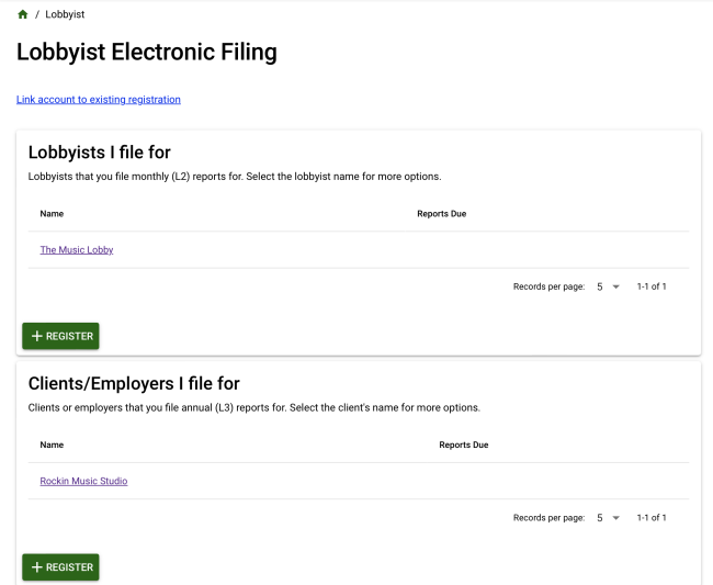 Lobbying dashboard