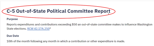 Out-of-State Political Committee report